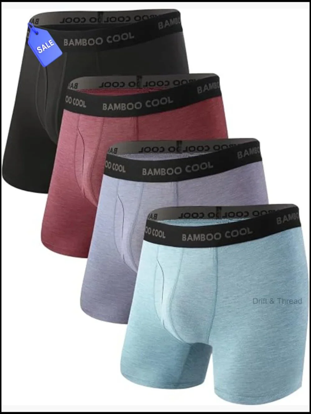 Men's Bamboo Boxer Briefs 4-Pack Ultra Breathable Moisture Wicking